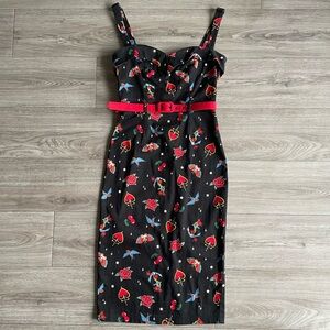 Collectif Rockabilly Tattoo Print Wiggle Dress